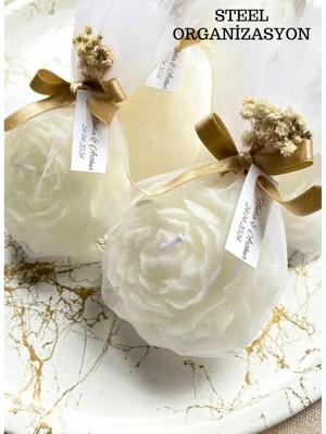 Bernami Dekoratif Pinterest 30ADET Süslemeli Şakayık Mum, Düğün, Nikah, Kına, Söz, Doğum