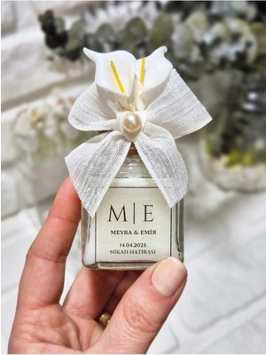 Bernami Dekoratif Pinterest Keten Kurdele ve Zambak Çiçekli Kavanoz Mum(15'li Set) Düğün-Nikah-Nişan-Kına-Söz-Özel Gün