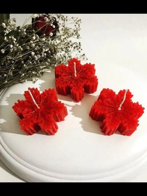 Bernami Dekoratif Pinterest Kırmızı Kar Tanesi Yılbaşı Özel Dekoratif Mum (1ADET)