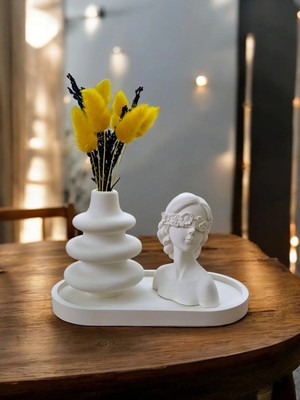 Bernami Dekoratif Pinterest Kadın Figürlü 3'lü Twist Vazo Seti