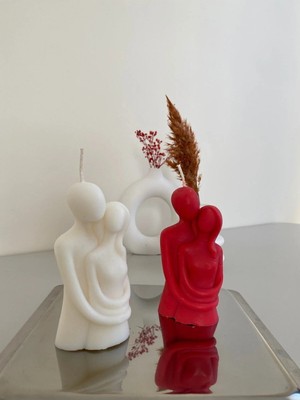 Bernami Dekoratif Pinterest %100 El Yapımı Soya Wax 2 Li Sevgili Mumu