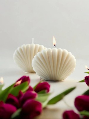 Bernami Düğün Pinterest 2 Adet Mini Istiridye Mum Düğün Nişan Mevlüt Süsü Zambak Kokulu 7X5CM