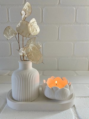 Bernami Şamdan Pinterest Oval Tepsili Mumluk ve Vazo Seti