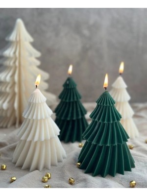 Bernami Dekoratif Pinterest Dekoratif Yılbaşı Konseptli Çam Ağacı Mum Noel Yeşil (1 Adet)