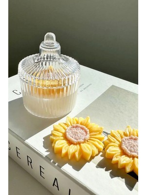 Bernami Dekoratif Pinterest 10 Adet Hediyelik Mum - Yasemin & Zambak Kokulu Ayçiçeği Model Soya Mumu