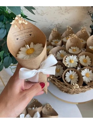 Bernami Düğün Pinterest Papatya Mum Buket,nişan,söz,nikah,doğum ve Mevlüt Için Hediyelik Mum Buketi - 5 Adet