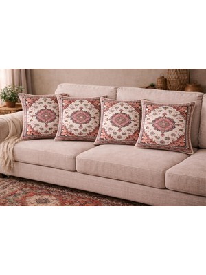 Ber-Tun Tekstil Etnik Desenli Kırlent Kılıfı 4'lü Takım