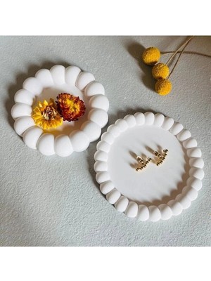 Bernami Dekoratif Pinterest Bubble Beyaz Dekoratif 2li Takı Tabağı Kase Bardak Altlığı