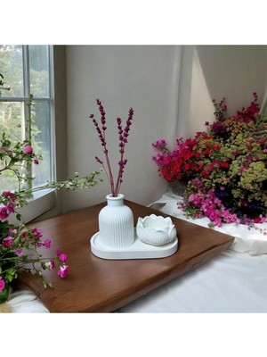 Bernami Dekoratif Pinterest 3 Lü Set Organizer Tabak Dekoratif Vazo Lotus Çiçeği Mumluk & Dekor Süs Eşyaları