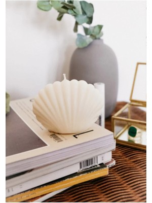 Bernami Dekoratif Pinterest Beyaz Istiridye (Deniz Kabuğu) Şeklinde Kokulu Mum
