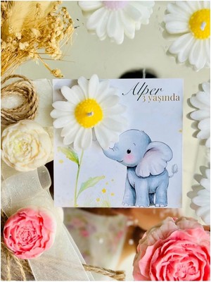 Bernami Dekoratif Pinterest 20 Adet Özel Tasarlanmış Kart ve Papatya Mum. Bebek Doğum, Babyshower, Doğum Günü, Hediyelik