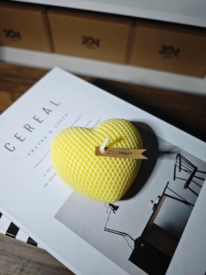 Bernami Dekoratif Pinterest Dekoratif Kalp Şeklinde Mum - Sarı, Petek Desenli