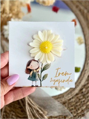Bernami Dekoratif Pinterest 10 Adet Özel Tasarlanmış Kart ve Papatya Mum. Bebek Doğum, Babyshower, Doğum Günü, Hediyelik