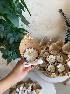 Bernami Düğün Pinterest Kişiye Özel Düğün|nişan|söz Hediyelik Papatya Kokulu Buket Mum 10 Adet