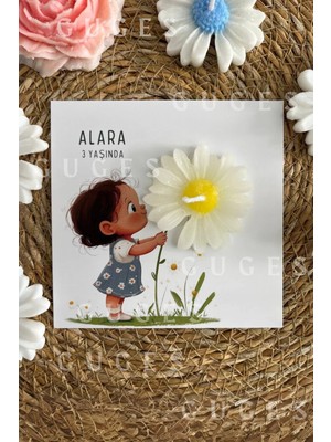 Bernami Düğün Pinterest 10 Adet Özel Tasarlanmış Kart ve Papatya Mum. Bebek Doğum, Babyshower, Doğum Günü, Hediyelik