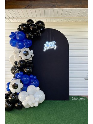 Meri Parti Siyah Lacivert Futbol Konsept Balon Seti Futbol Doğum Günü Top Folyo Balon
