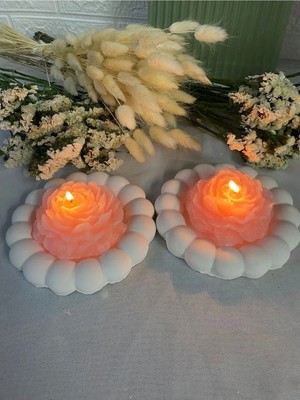 Bernami Dekoratif Pinterest 2 Li Şakayık Mum Tabak Mum Set