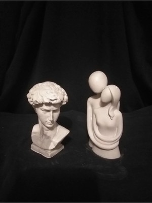 Bernami Dekoratif Pinterest David Büst ve Sarılan Çift Açık Gri Renk