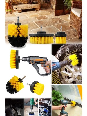 Macgon Mermer Taş Zemin Masa Temizleme Cilalama 3 Adet Matkap Uçları Temizleme Fırçaları Sarı Şık Çizmez