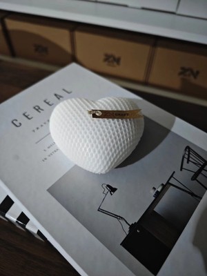 Bernami Dekoratif Pinterest Dekoratif Kalp Şeklinde Mum - Beyaz, Petek Desenli