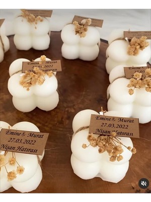Bernami Dekoratif Pinterest Söz, Nişan, Nikah, Kına, Düğün, Dekoratif Hatırası Hediyelik Bubble Şeklinde Mum, 20 Adet