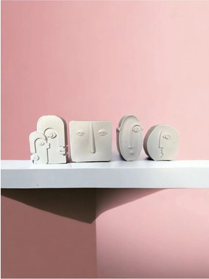 Bernami Dekoratif Pinterest 4'lü Iskandinav Yüz Biblosu & Ev Dekorasyon Taş Tozu