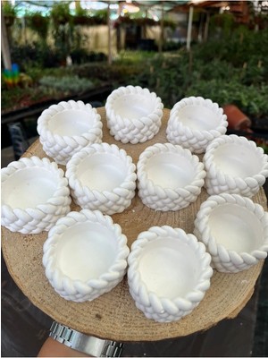 Bernami Mevlüt Pinterest El Yapımı Örgü Model Beton Mumluk 10 Adet Mini Hediyelik (Nikah, Nişan, Mevlüt)