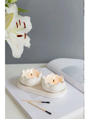 Bernami Şamdan Pinterest 2'li Sunumluk, Lotus Mumluk Biblo Set
