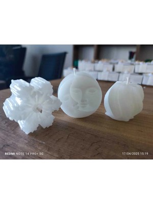 Bernami Dekoratif Pinterest Kokulu Kar Tanesi - Gülen Yüz - Burgu Mum Set - 1 Adet