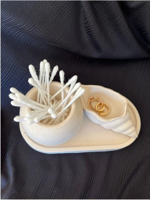 Bernami Düğün Pinterest Dekoratif Deniz Kabuğu ve Oval Saksı Objesi 3’lü Set Salon Objesi Banyo Objesi Dekor