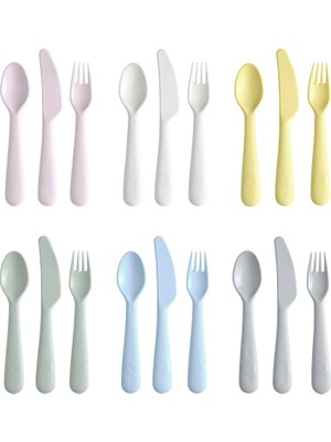 IKEA Quality 18 Parça Bebek & Çocuk Çatal, Kaşık ve Bıçak Seti Beslenme Takımı Yemek Takımı Plastik