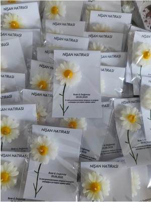 Bernami Şamdan Pinterest Papatya Mum 20 Adet Kartlı Jelatinli Kişiye Özel Nişan, Düğün, Kına, Söz Hediyelik