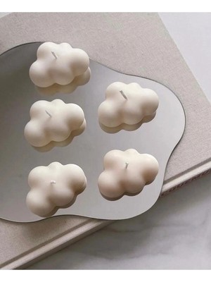 Bernami Dekoratif Pinterest Bulut Şekilli Mum 5 Adet Beyaz