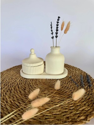 Bernami Şamdan Pinterest Biblo Minyatür Çizgili Vazo Kokulu Mum Set 4 Parça