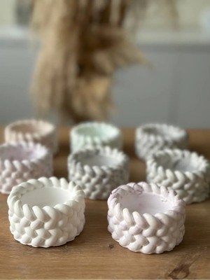 Bernami Dekoratif Pinterest Burgulu Boş Beton Mumluk 10’lu Set | El Yapımı Taş Tozu