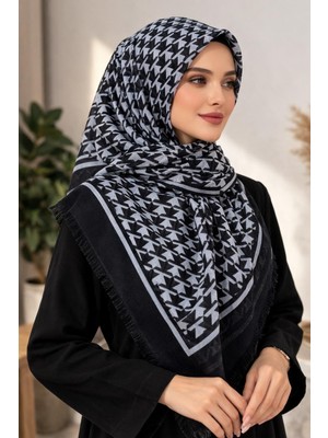 Sinem Emprime Koton Eşarp -  Siyah / BEYAZ-6291-08