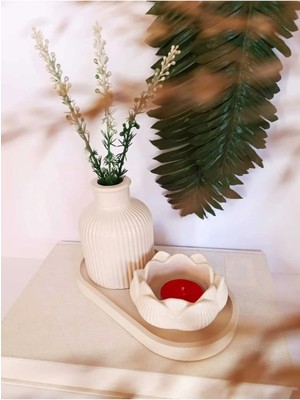 Bernami Şamdan Pinterest Vazo Seti Pampas Vazo Lotus Mumluk Biblo Tabak Biblo Seti 3 Parça Koyu Krem Renginde