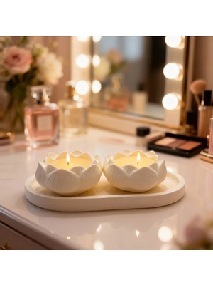 Bernami Şamdan Pinterest Vanilya Kokulu Biblo Tepsili Gül Desenli Mum Seti