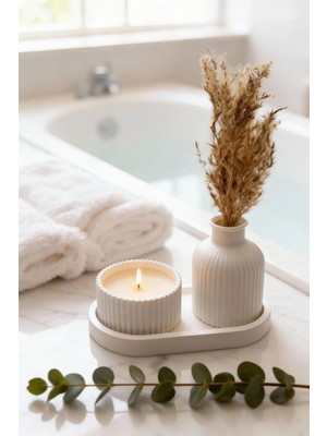 Bernami Dekoratif Pinterest Özel Tasarım Mum Vazo ve Tepsi Aksesuar Seti