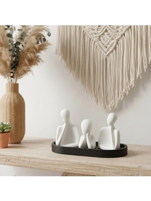 Bernami Dekoratif Pinterest 4’lü Düşünen Aile Dekoratif Obje Seti – Siyah-Beyaz