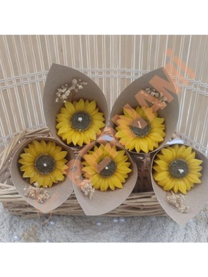 Bernami Dekoratif Pinterest Kişiye Özel Düğün|nişan|söz Hediyelik Ayçiçeği Buket Mum - 15 Adet