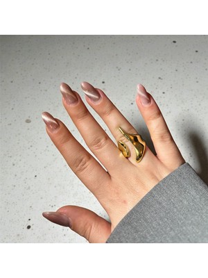 MonCherietr Ivory Pirinç Üzeri Altın Kaplama Ayarlanabilir Gold Yüzük