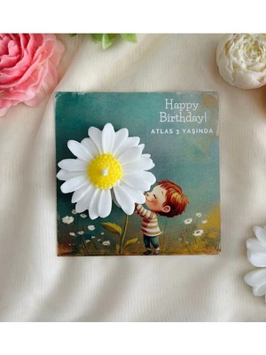 Bernami Dekoratif Pinterest 10 Adet Özel Tasarlanmış Kart ve Papatya Mum. Bebek Doğum, Babyshower, Doğum Günü, Hediyelik