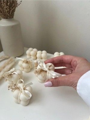 Bernami Şamdan Pinterest Offcial 25 Adet Mini Kurdeleli Tüllü Mum Biblo Nişan Söz Hediyeliği