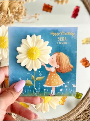 Bernami Düğün Pinterest 10 Adet Özel Tasarlanmış Kart ve Papatya Mum. Bebek Doğum, Babyshower, Doğum Günü, Hediyelik