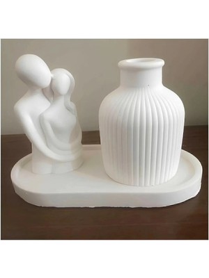 Bernami Dekoratif Pinterest Sarılan Çift, Pampas Vazosu ve Oval Sunumluk. Beyaz Ev Dekorasyonu