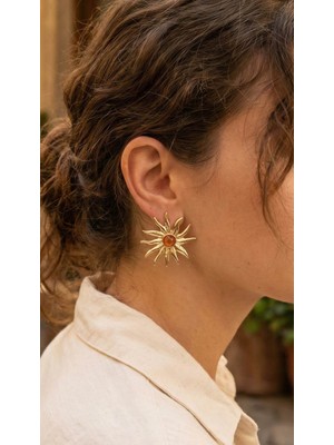 Clariss Güneş Model Gold Renk Pirinç Kadın Küpe