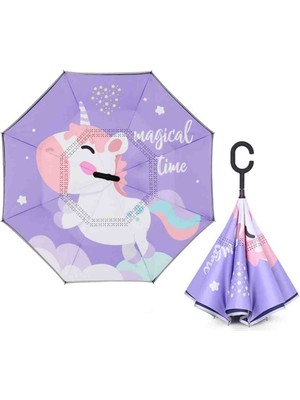 Ay Ege Çocuk Şemsiye Ters Şemsiye Fantasy Ünicorn