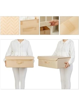 Karokstore Bej Kapaklı Kutu 48 x 40 x 19 cm