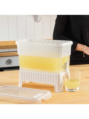 Azrlya Beyaz Buzdolabı Içi Musluklu Ayaklı Su -Limonata - Içecek Sebili Piknik Bidonu 4 Lt - Lisinya